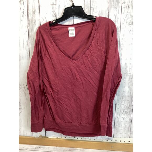Victoria's Secret Pink Women's Long Sleeve V-Neck Tunic Top Pink Small - Picture 1 of 4